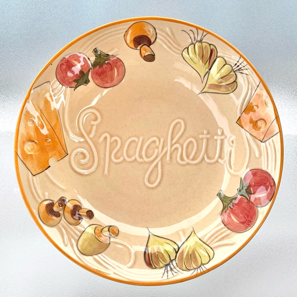 Los Angeles Potteries Large Ceramic 3D Spaghetti Ingredients Design Bowl